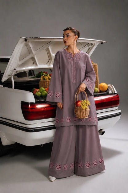 Mauve Bloom Embroidered Lawn 2 Piece
