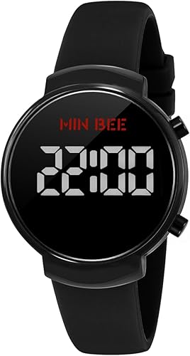 Womens Digital Watch Non-Smart Led Digits Silicone Strap Watch | 36mm Metal Watch Case Button-Activated Display Big Numeral Easy to Read Wrist Watch Water Resistant 100ft