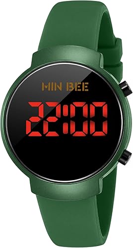Womens Digital Watch Non-Smart Led Digits Silicone Strap Watch | 36mm Metal Watch Case Button-Activated Display Big Numeral Easy to Read Wrist Watch Water Resistant 100ft