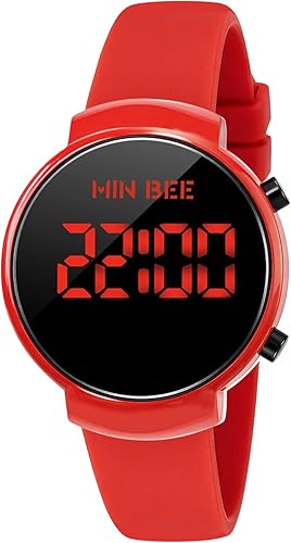 Womens Digital Watch Non-Smart Led Digits Silicone Strap Watch | 36mm Metal Watch Case Button-Activated Display Big Numeral Easy to Read Wrist Watch Water Resistant 100ft
