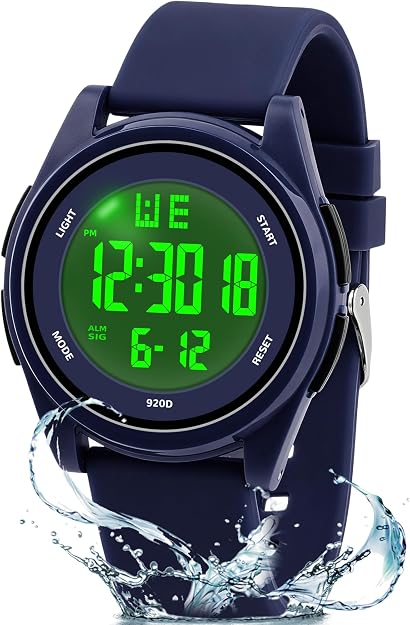 Juboos Digital Watch Men Women 50M Waterproof Sports Military | Large Face Wirstwatch with Stopwatch, Alarm, LED Backlight, 12/24H, Date, Week, Hourly Chime