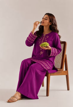 Radiant Fuchsia Embroidered Lawn 2 Piece