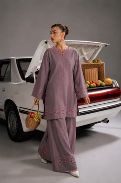 Mauve Bloom Embroidered Lawn 2 Piece