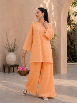 Royal Peach Schiffli Embroidered Lawn 2 Piece